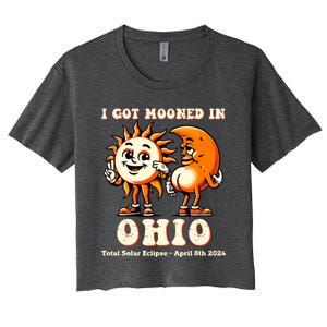 I Got Mooned In Ohio Total Solar Eclipse 2024 Women's Crop Top Tee