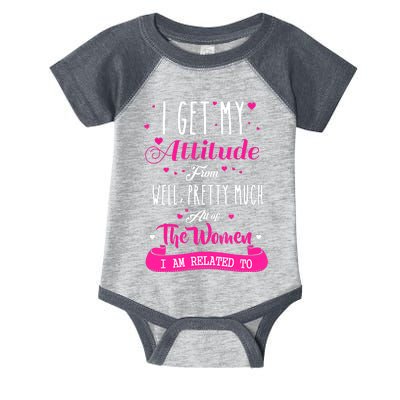 I Get My Attitude From All The Women I Am Related To Infant Baby Jersey Bodysuit