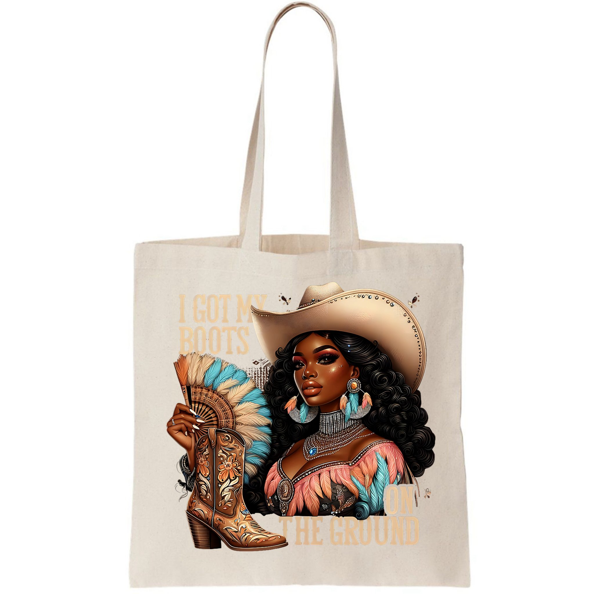 I Got My Boots On The Ground Western Cowgirl Melanin Swag  Bag