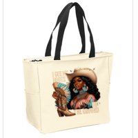 I Got My Boots On The Ground Western Cowgirl Melanin Swag  Zip Tote Bag