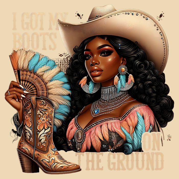 I Got My Boots On The Ground Western Cowgirl Melanin Swag  Zip Tote Bag
