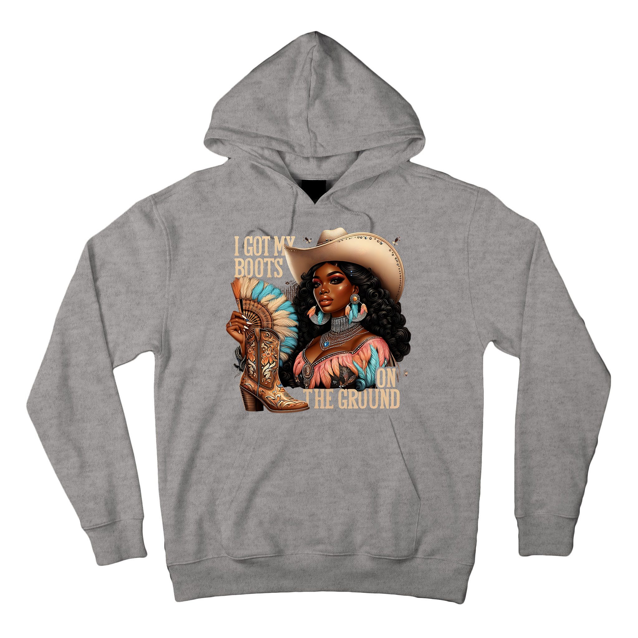 I Got My Boots On The Ground Western Cowgirl Melanin Swag  Tall Hoodie