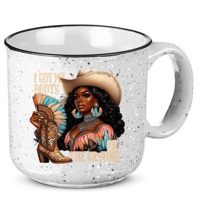I Got My Boots On The Ground Western Cowgirl Melanin Swag  15oz Campfire Ceramic Mug