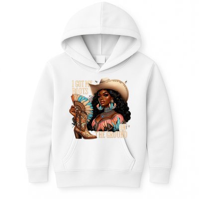I Got My Boots On The Ground Western Cowgirl Melanin Swag  Kids Hoodie