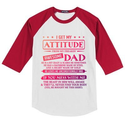 I Get My Attitude From My Freaking Awesome Dad FatherS Day Gift Kids Colorblock Raglan Jersey