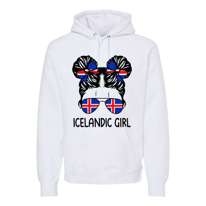 Icelandic Girl Messy Hair Iceland Pride Patriotic Women Premium Hoodie