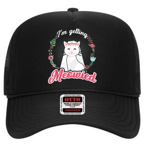 IM Getting Meowied Bachelorette Party Bride To Be Cat High Crown Mesh Back Trucker Hat