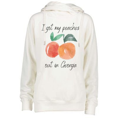 I Got My Peaches Out In Georgia Lyrics Song Funny Fruit Womens Funnel Neck Pullover Hood