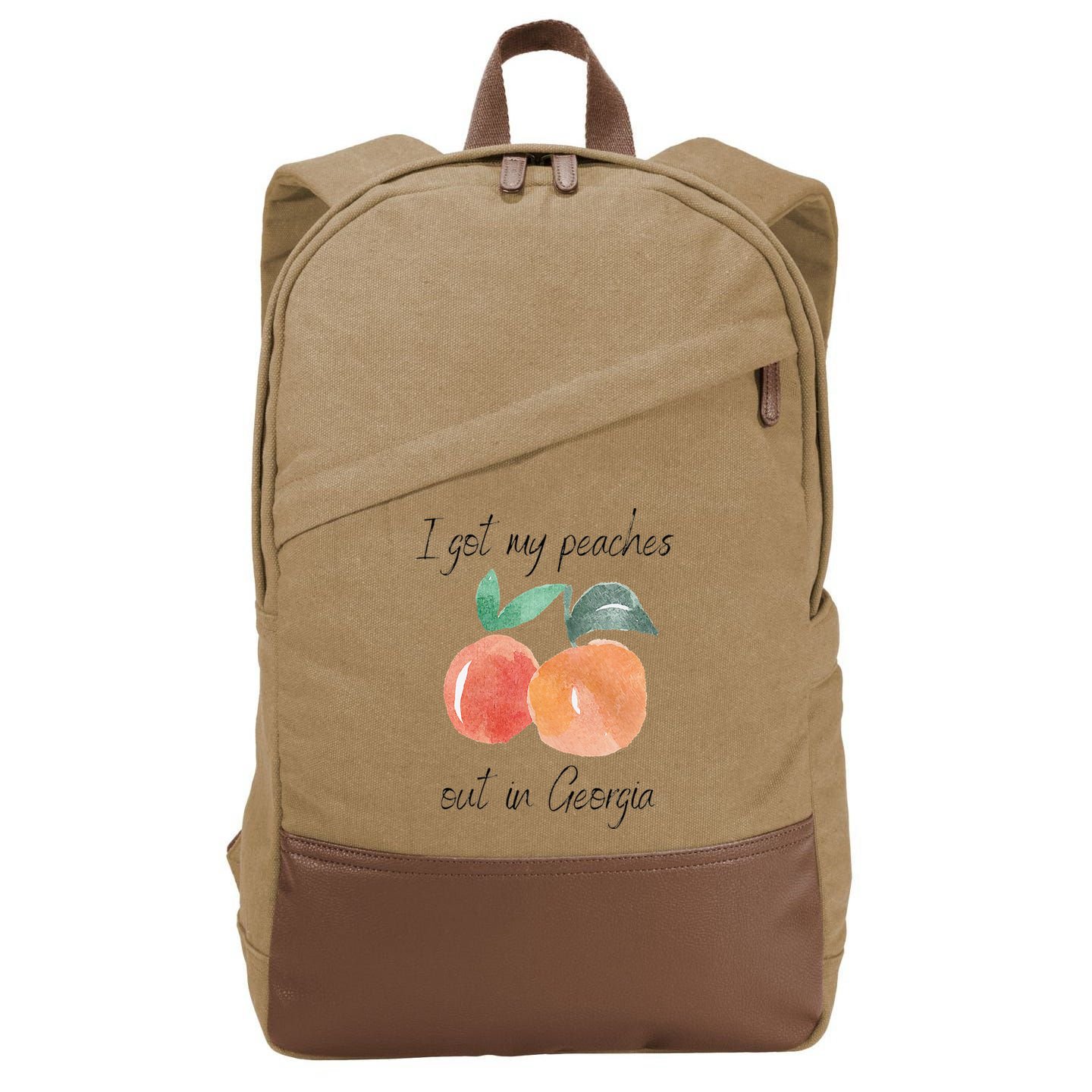 I Got My Peaches Out In Georgia Lyrics Song Funny Fruit Cotton Canvas Backpack