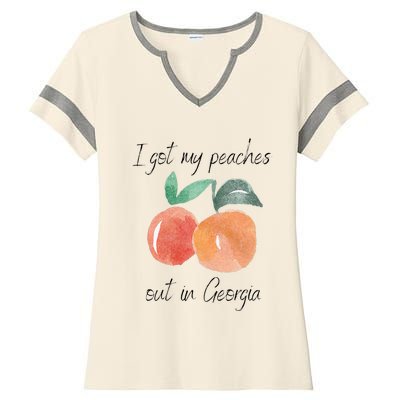 I Got My Peaches Out In Georgia Lyrics Song Funny Fruit Ladies Halftime Notch Neck Tee