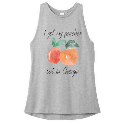 I Got My Peaches Out In Georgia Lyrics Song Funny Fruit Ladies PosiCharge Tri-Blend Wicking Tank