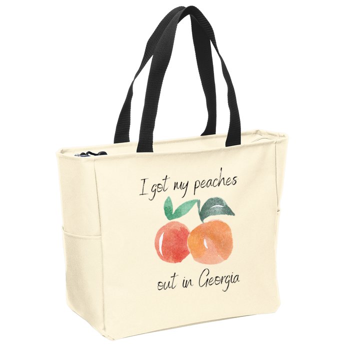 I Got My Peaches Out In Georgia Lyrics Song Funny Fruit Zip Tote Bag