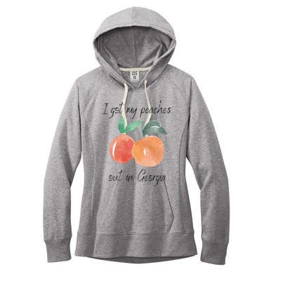 I Got My Peaches Out In Georgia Lyrics Song Funny Fruit Women's Fleece Hoodie