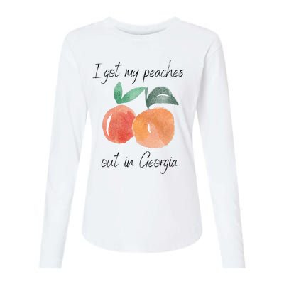 I Got My Peaches Out In Georgia Lyrics Song Funny Fruit Womens Cotton Relaxed Long Sleeve T-Shirt