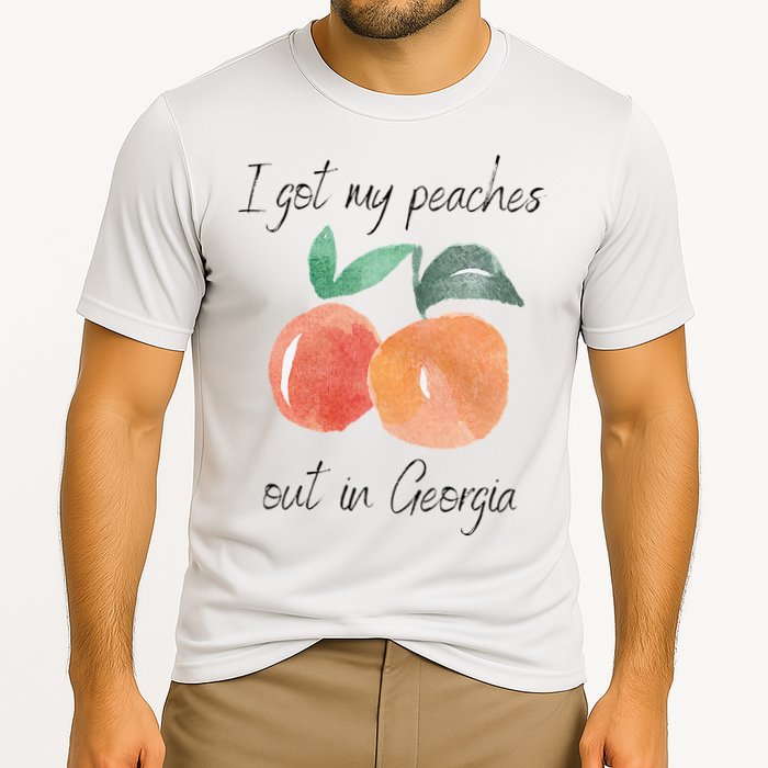 I Got My Peaches Out In Georgia Lyrics Song Funny Fruit Cooling Performance Crew T-Shirt