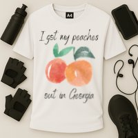 I Got My Peaches Out In Georgia Lyrics Song Funny Fruit Cooling Performance Crew T-Shirt