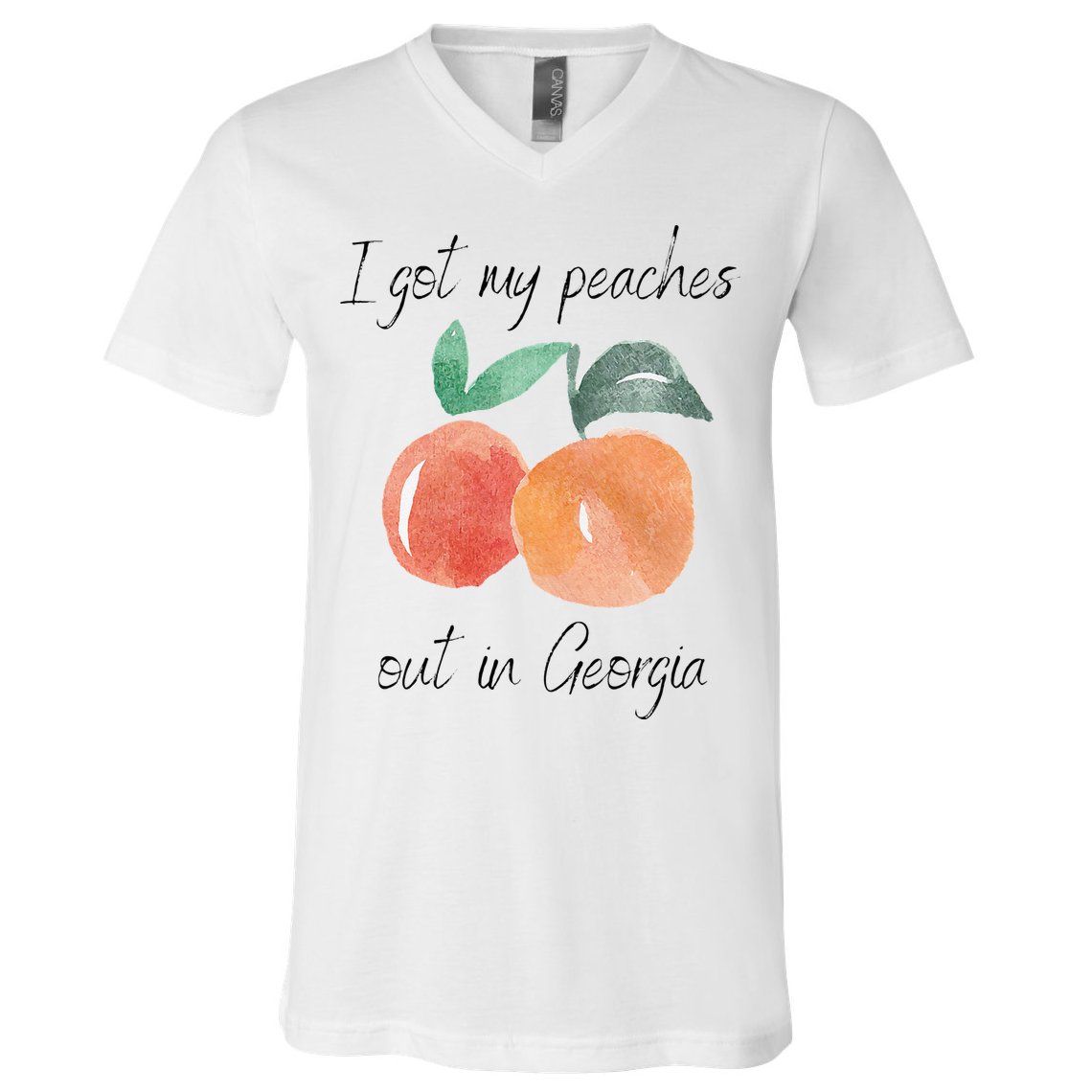 I Got My Peaches Out In Georgia Lyrics Song Funny Fruit V-Neck T-Shirt