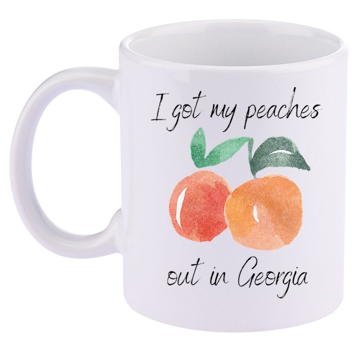 I Got My Peaches Out In Georgia Lyrics Song Funny Fruit 11oz C Handle Ceramic Mug