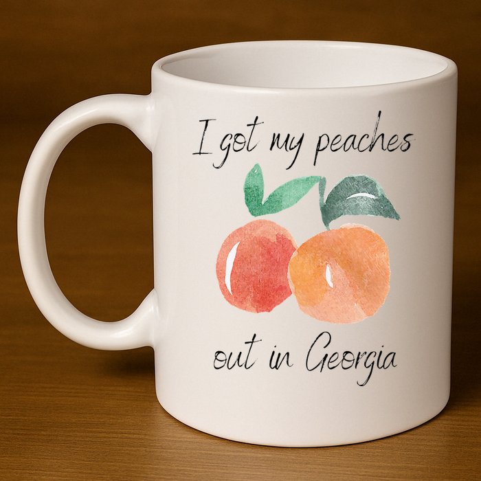 I Got My Peaches Out In Georgia Lyrics Song Funny Fruit 11oz C Handle Ceramic Mug