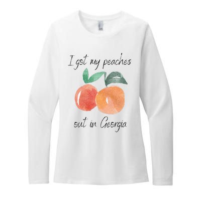 I Got My Peaches Out In Georgia Lyrics Song Funny Fruit Womens CVC Long Sleeve Shirt