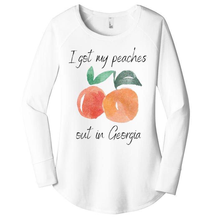 I Got My Peaches Out In Georgia Lyrics Song Funny Fruit Women's Perfect Tri Tunic Long Sleeve Shirt