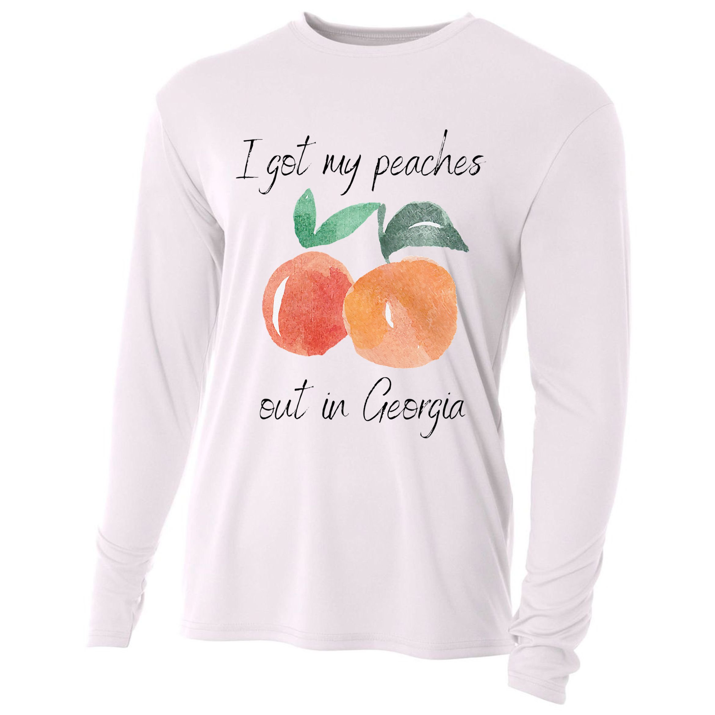 I Got My Peaches Out In Georgia Lyrics Song Funny Fruit Cooling Performance Long Sleeve Crew