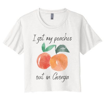 I Got My Peaches Out In Georgia Lyrics Song Funny Fruit Women's Crop Top Tee