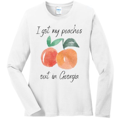 I Got My Peaches Out In Georgia Lyrics Song Funny Fruit Ladies Long Sleeve Shirt