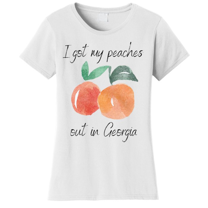 I Got My Peaches Out In Georgia Lyrics Song Funny Fruit Women's T-Shirt