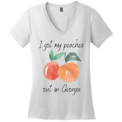 I Got My Peaches Out In Georgia Lyrics Song Funny Fruit Women's V-Neck T-Shirt