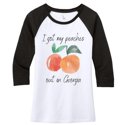 I Got My Peaches Out In Georgia Lyrics Song Funny Fruit Women's Tri-Blend 3/4-Sleeve Raglan Shirt