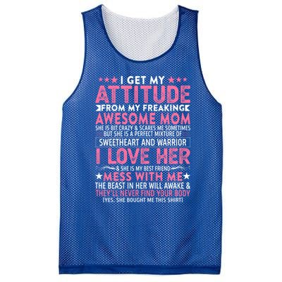 I Get My Attitude From My Freaking Awesome Mom Funny Mothers Great Gift Mesh Reversible Basketball Jersey Tank