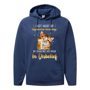 I Get Most Of My Exercise These Day By Shaking My Head Cat Performance Fleece Hoodie