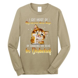 I Get Most Of My Exercise These Day By Shaking My Head Cat Long Sleeve Shirt