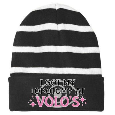 I Got My Lobotomy At VoloS BaldurS Gate 3 Striped Beanie with Solid Band