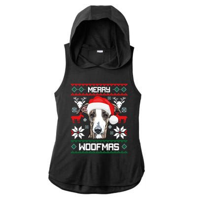 Italian Greyhound Merry Woofmas Christmas Meaningful Gift Ladies PosiCharge Tri-Blend Wicking Draft Hoodie Tank