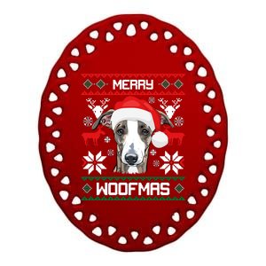 Italian Greyhound Merry Woofmas Christmas Meaningful Gift Ceramic Oval Ornament