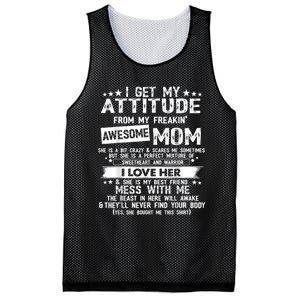 I Get My Attitude From My Freaking Awesome Mom Funny Mesh Reversible Basketball Jersey Tank