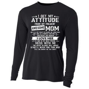 I Get My Attitude From My Freaking Awesome Mom Funny Cooling Performance Long Sleeve Crew