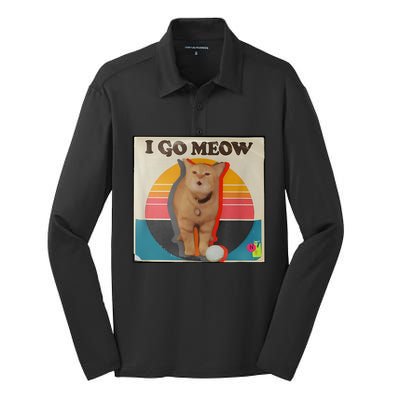 I Go Meow Silk Touch Performance Long Sleeve Polo