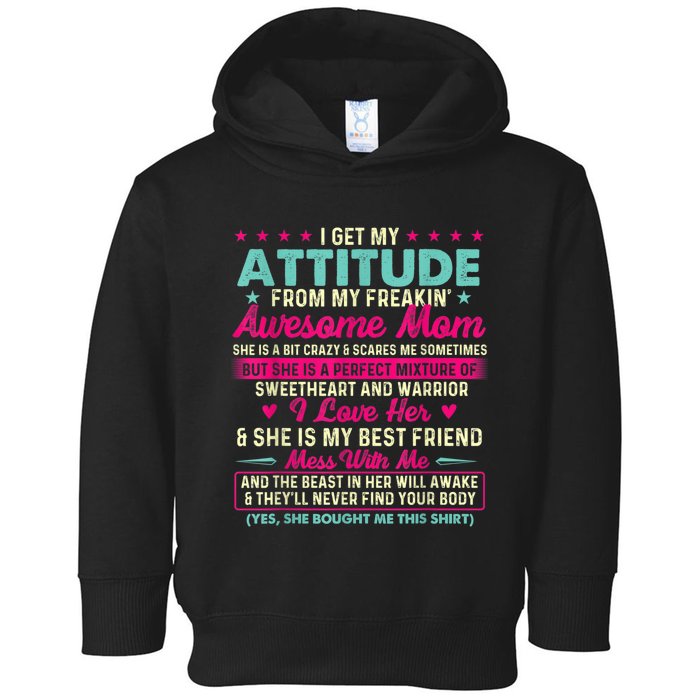 I Get My Attitude From My Freakin Awesome Mom Mother's Day Toddler Hoodie