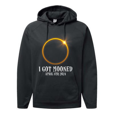 I Got Mooned 4.08.24 Total Solar Eclipse 2024 Performance Fleece Hoodie