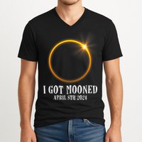 I Got Mooned 4.08.24 Total Solar Eclipse 2024 V-Neck T-Shirt