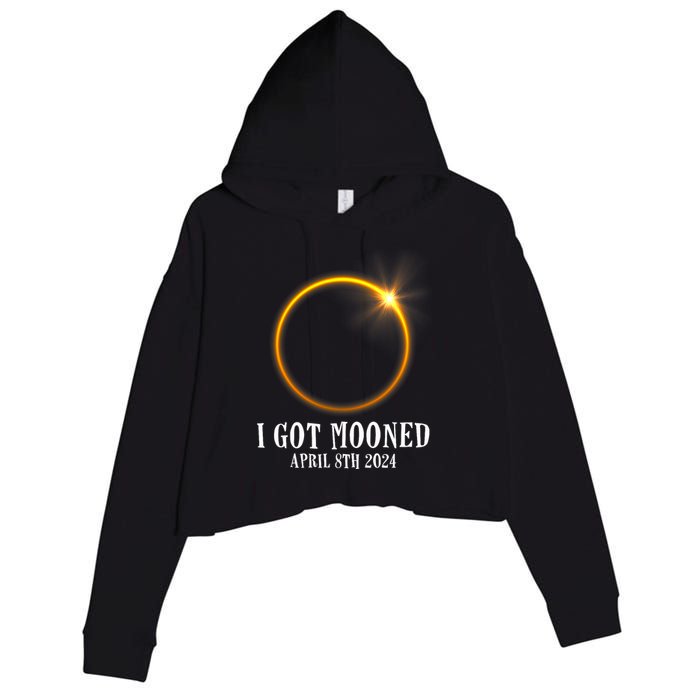 I Got Mooned 4.08.24 Total Solar Eclipse 2024 Crop Fleece Hoodie