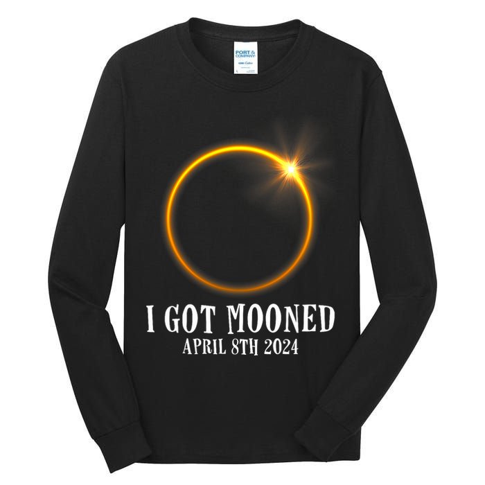 I Got Mooned 4.08.24 Total Solar Eclipse 2024 Tall Long Sleeve T-Shirt