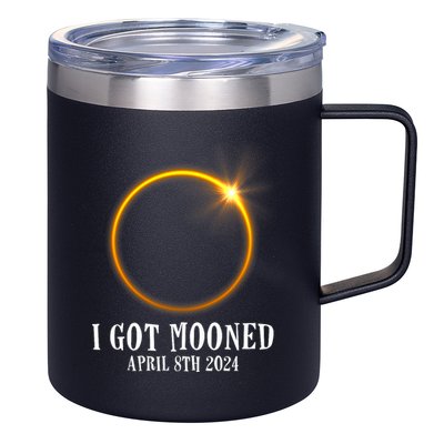I Got Mooned 4.08.24 Total Solar Eclipse 2024 12oz Stainless Steel Coffee Mug