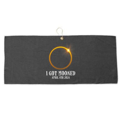 I Got Mooned 4.08.24 Total Solar Eclipse 2024 Large Microfiber Waffle Golf Towel