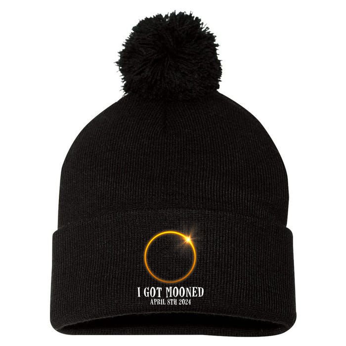 I Got Mooned 4.08.24 Total Solar Eclipse 2024 Pom Pom 12in Knit Beanie