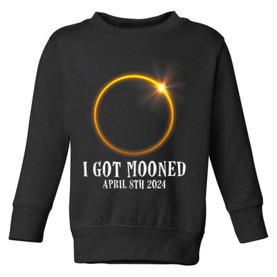 I Got Mooned 4.08.24 Total Solar Eclipse 2024 Toddler Sweatshirt