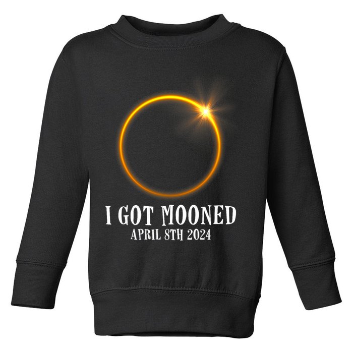 I Got Mooned 4.08.24 Total Solar Eclipse 2024 Toddler Sweatshirt